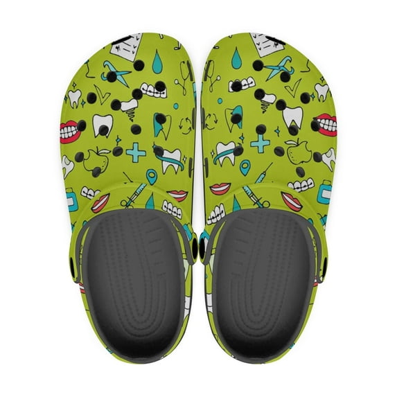 Dental Theme Black Sole Clog Shoes