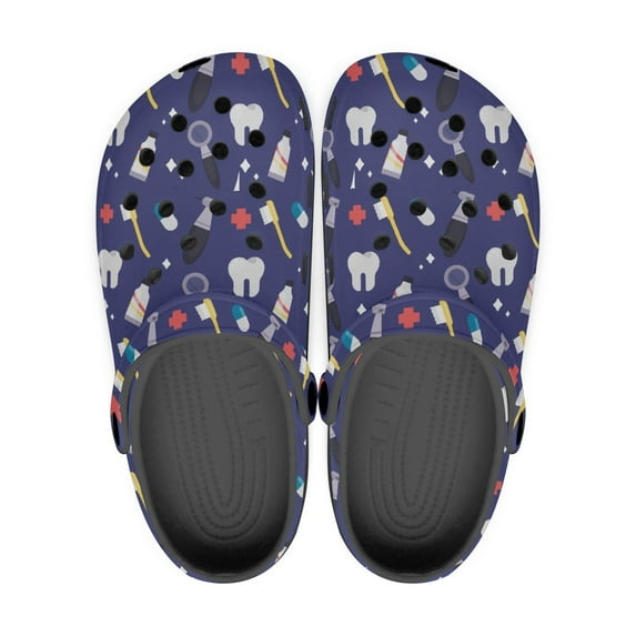 Dental Theme Black Sole Clog Shoes