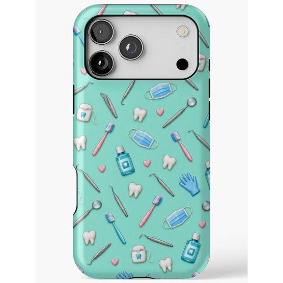 Dental Tools, Teeth, Toothbrushes and Face Masks Mint Tough Case for Apple iPhone, Polycarbonate and TPU
