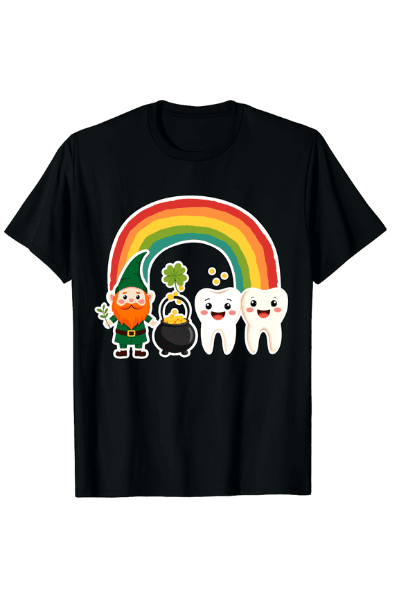 Dental Tooth Dentist Irish Theme Men Women Short Sleeve Graphic T-Shirt, St Patricks Day Uniform