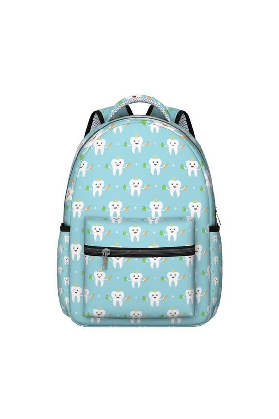 Dental Tooth Students Backpack Oral Care Dentist School Bag with Tooth Pattern, Comfortable and Adjustable Strap for Students