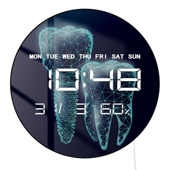 Dental Tooth Wireframe LED Digital Wall Clock Display Temperature Humidity Date Week Indicator Polygonal Tooth Electronic Wall Clock Medical Decor For Dental Clinic Dentist Office Hygienists Gift