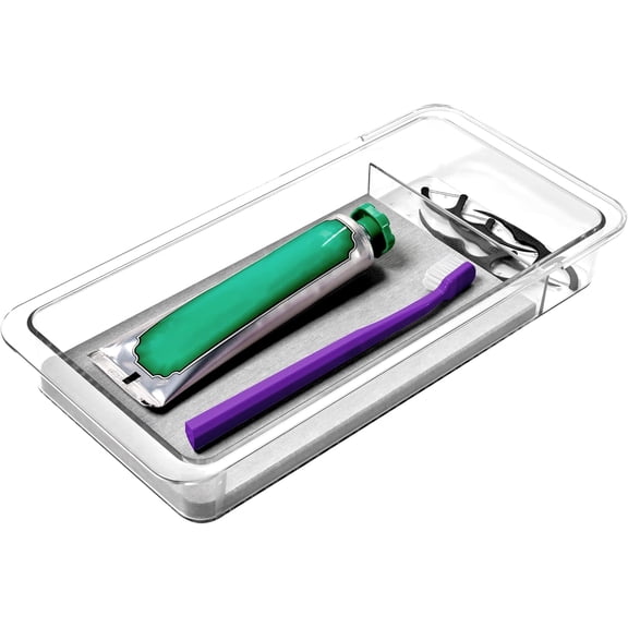 Dental Tray Drawer Organizer with Drying Stone, Clear Plastic Organizer for Toothbrush, Dental Floss, Water Flosser, Mouthwash