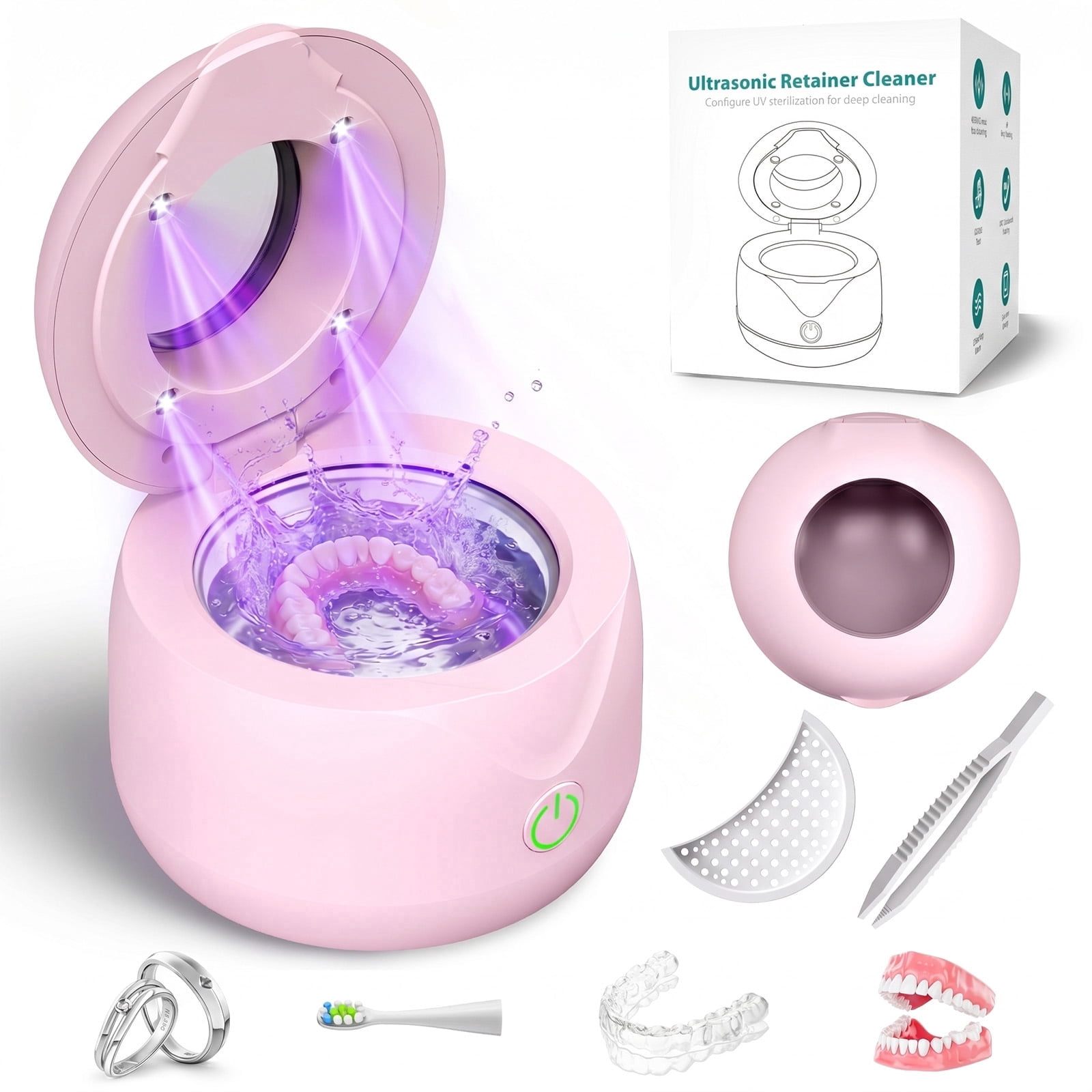 Dental Ultrasonic Retainer Cleaner Machine, 45kHz Dental Cleaning Pod ...