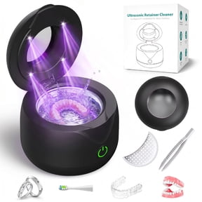 Dental Ultrasonic Retainer Cleaner Machine, 45kHz Dental Cleaning Pod with 2 Modes, Digital Timer & 200ML Capacity for Denture, Mouth Guard, Aligner, Night Guard, Braces, Toothbrush Head & Jewelry