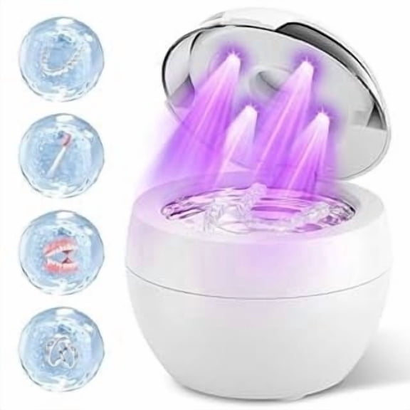 Dental Ultrasonic Retainer Cleaner Machine, 45kHz Dental Cleaning Pod with 4 Modes, Digital Timer & 200ML Capacity for Denture, Mouth Guard, Aligner, Night Guard, Braces, Toothbrush Head & Jewelry