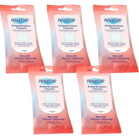 Dental floss suitable for bridges and dental implants, 5 packs - floss threaders for bridges and implants, equipped with extra thick proxy brush, best oral hygiene - provided by the bridge and implan