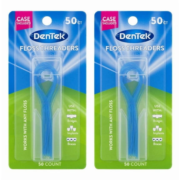 DenTek Floss Threaders, For Braces, Bridges, and Implants, 50 Count - 2 Pack