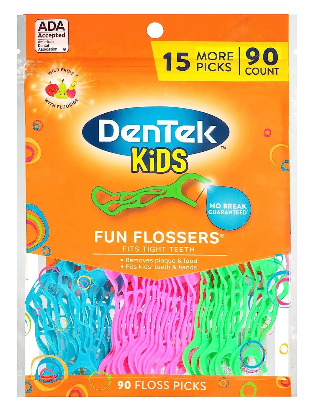 Dentek Kids Floss Picks Fun Flossers 90 Count (Pack of 3) - Walmart.com