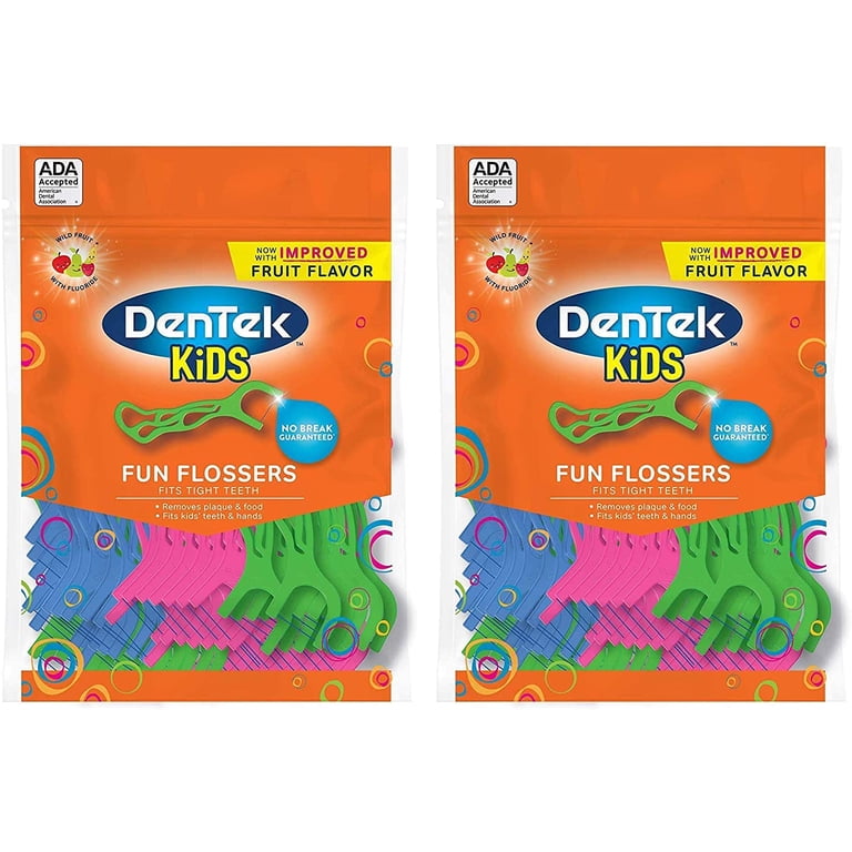 DenTek Kids Fun Flossers YPF5 Wild Fruit | 75-Count Floss
