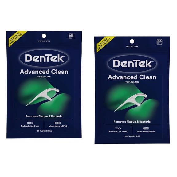 Dentek Triple Clean Floss Picks, Mouthwash Blast Fluoride Coating, 150-Count (2-Pack)