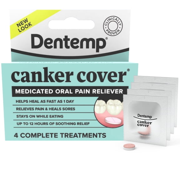 Dentemp Canker Cover - Canker Sore Medicine Pain Reliever, 4 Count