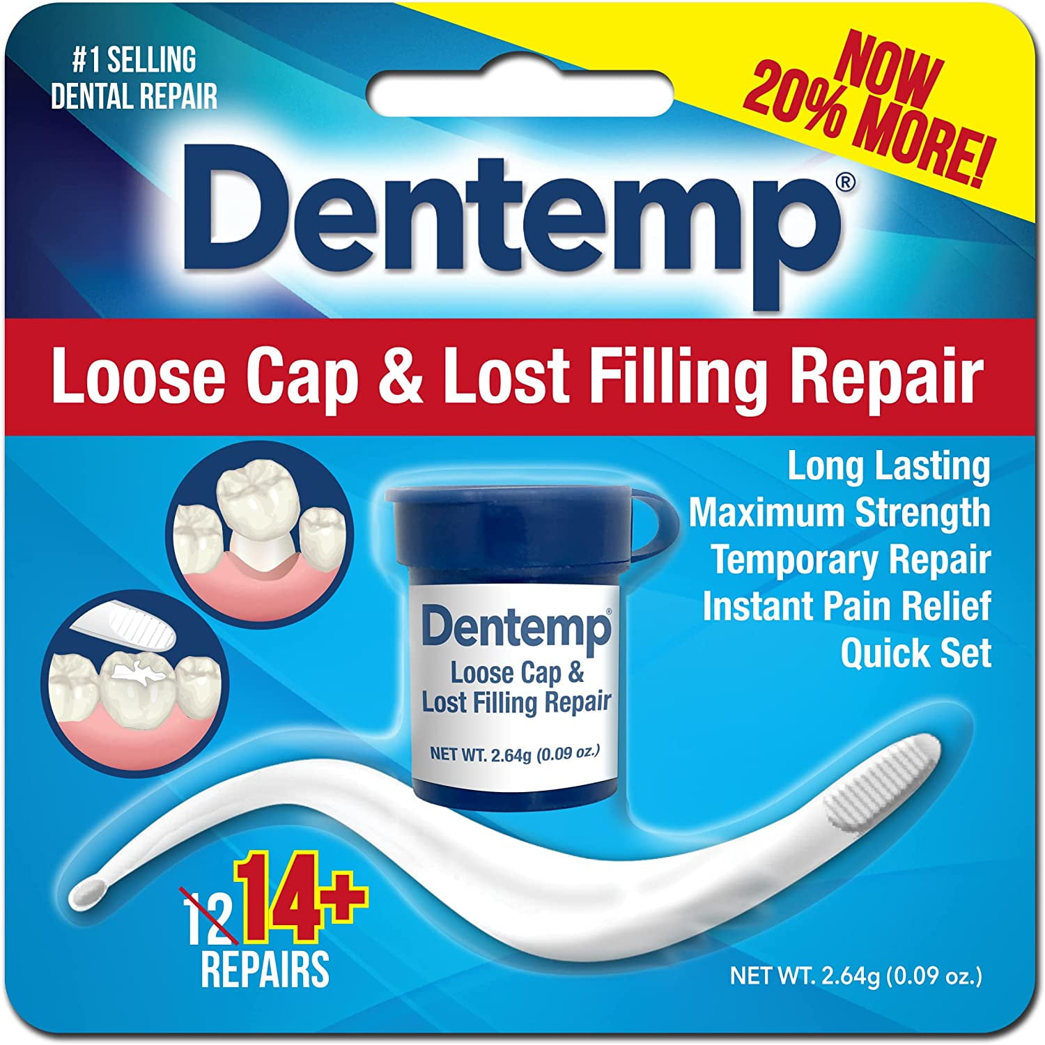 Dentemp Maximum Strength Loose Cap & Lost Filling Repair, 14+ Repairs 