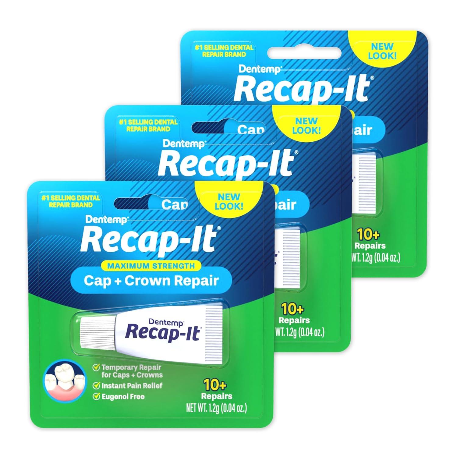 Dentemp RecapIt Cap and Crown Repair Dental Kit Fast Acting Formula