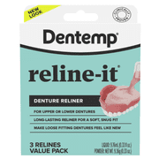 Dentemp Reline-It Denture Reliner Kit - Advanced Formula Reline-It Denture Reliner - Denture Kit to Refit and Tighten Dentures for Both Upper & Lower Denture - 3 Relines Value Pack