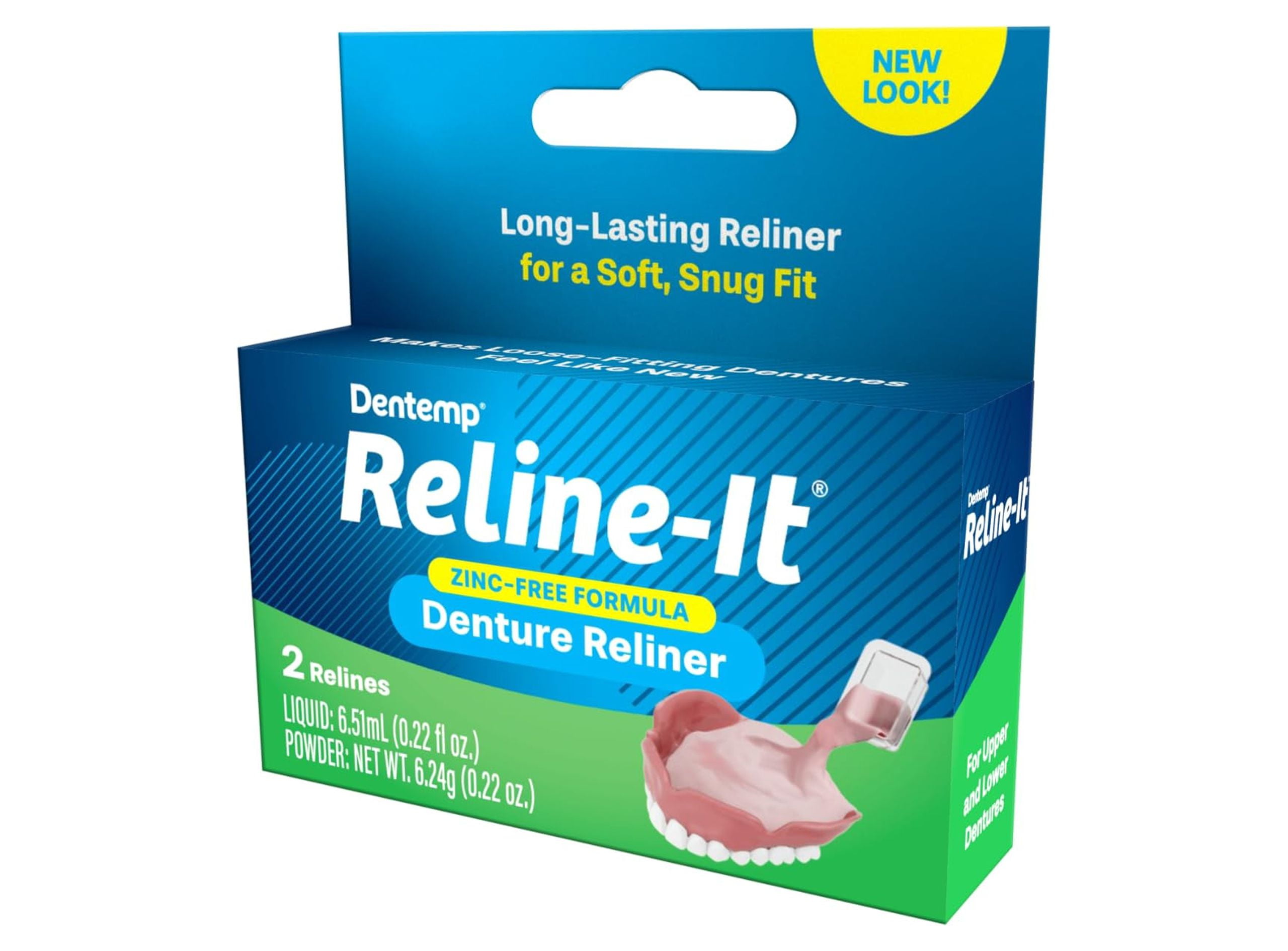 Dentemp Reline It Denture Reliner for Both Upper and Lower Dentures, 2 Ea