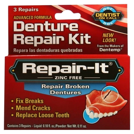 Dentemp Repair It Advanced Formula Denture Repair Kit, Repairs, 3 Ea, 2 Pack