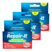 Dentemp Repair-It Denture Repair Kit with Repairs Broken Dentures, Mend Cracks & Replace Loose Teeth, 3 Uses