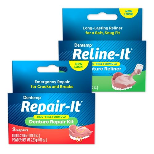 Dentemp Repairit Denture Repair Kit & Relineit Denture Reliner