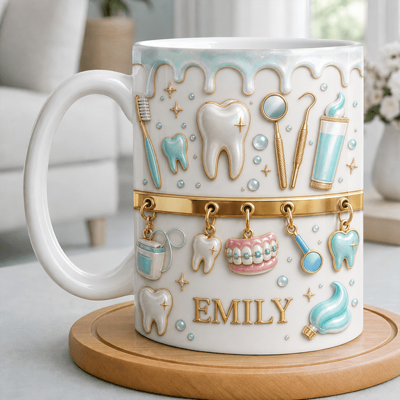 Dentist Accent Mug Personalized Dental Coffee Cup for Hygienist or Dental Assistant