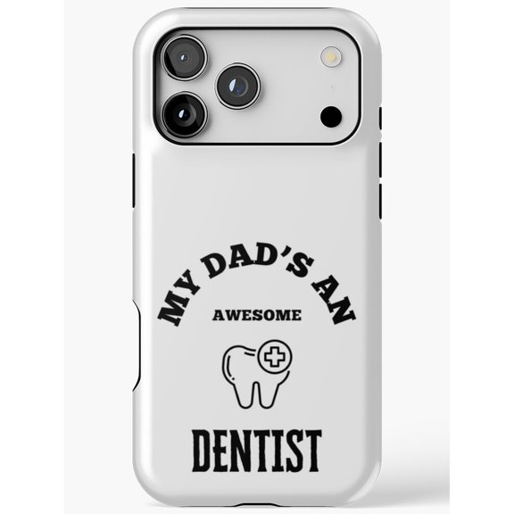 Dentist Dad Quote Tough Case for iPhone 13 Series and iPhone 14, Polycarbonate and TPU, Black Tooth Graphic