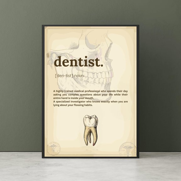 Dentist Definition Dental Student Graduation Office Portrait Decor Unframed Paper Print