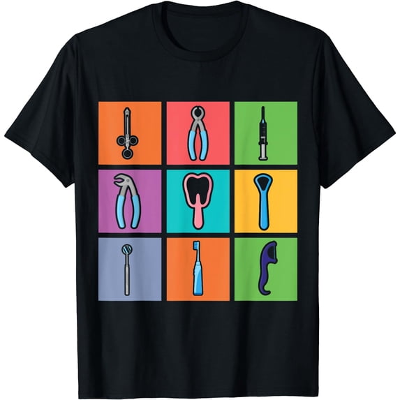 Dentist Dental Tools Technician Hygienist Teeth Dental T-Shirt Black Medium
