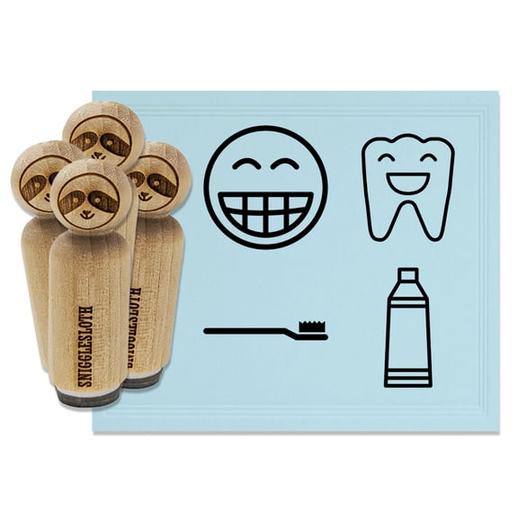 Dentist Dental Tooth Care Toothpaste Toothbrush Rubber Stamp Set for Scrapbooking Crafting Stamping - Mini 1/2 Inch