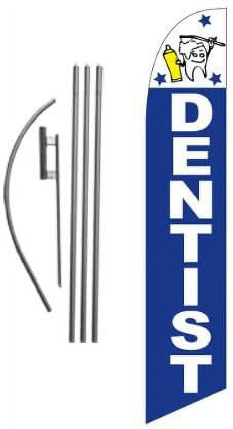 Dentist Dentistry Advertising Feather Banner Swooper Flag Sign with Flag Pole Kit and Ground Stake