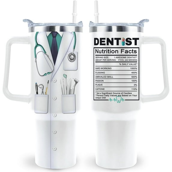 Dentist Gift Dentist Tumbler Cup Dentist Gift For Men Women 40 Oz Dentist Mug With Lid Straw and Handle