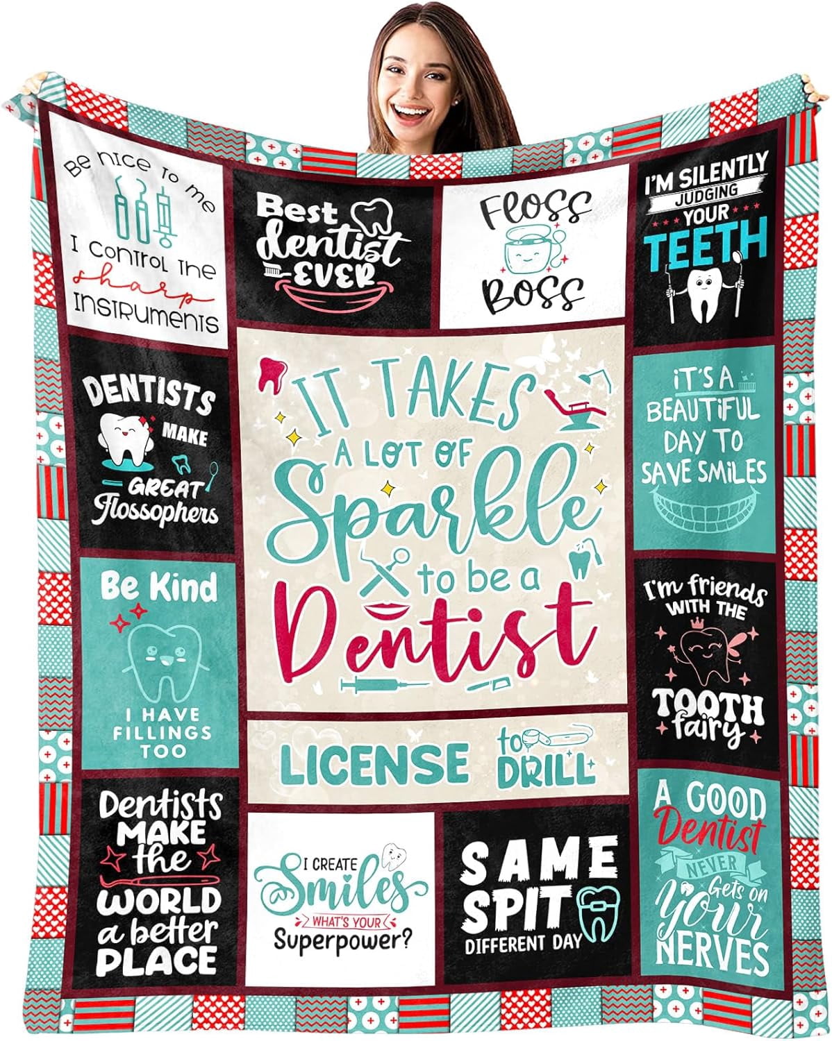 Dentist Gift, Xmas Gifts for Dentist, Dentist Gifts for Women, Dentist Appreciation Gifts, Dentist Gift for Christmas, Dental Gifts for Dentist/Coworkers Women, Best Dentist Gift Throw Blanket 60"x50"