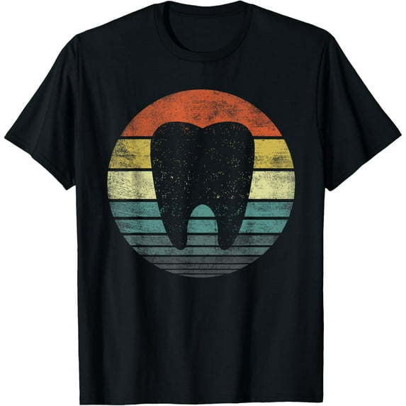 Dentist Gifts Dental Assistant Hygienist Retro Molar Tooth T-Shirt men and women can wear, black, white, gifts