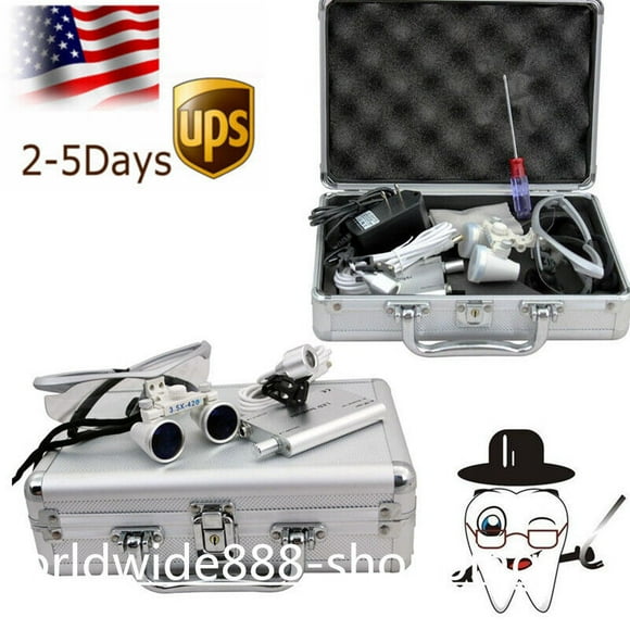 Dentist Magnifier Loupes Dental Glass Surgical Binocular Head Led Medical Light