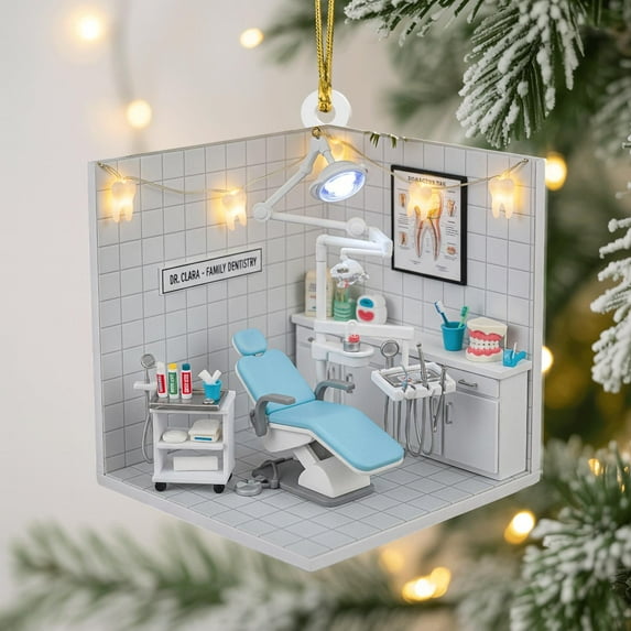 Dentist Office Ornament , Mini Dental Clinic Scene Christmas Tree Gift for Dentist, Hygienist, Orthodontist, Dental Assistant or Tooth Lover