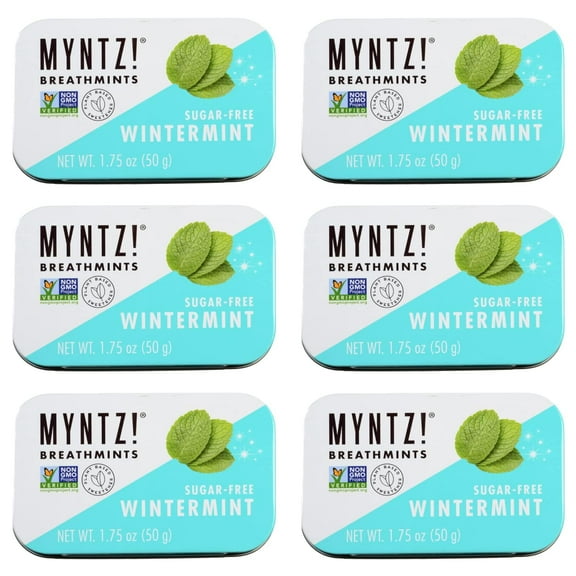 Dentist Recommended MYNTZ! Brand Mints - Wintermynt Blast Flavor 6 tins x 1.75 ounces per tin