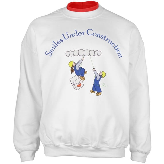 Dentist Smiles Under Construction Adult 2fer Crew Sweatshirt - Large