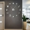 thumbnail image 1 of Dentist Tools Frameless 3D Wall Clock Dental Practitioners Clinic Stomatological Hospital Orthodontics Room Art Decor Clock(Silver,47inch), 1 of 8
