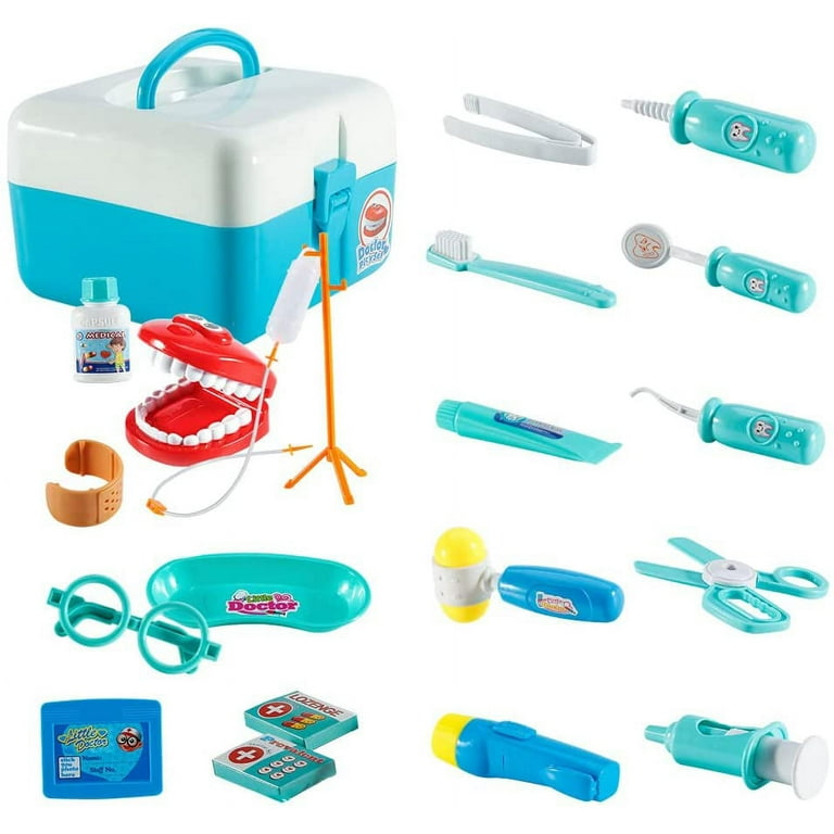 Dentist Toy for Kids, 20 Pcs Pretend Play Dentist Tools Medical Set for  Toddlers(Blue)