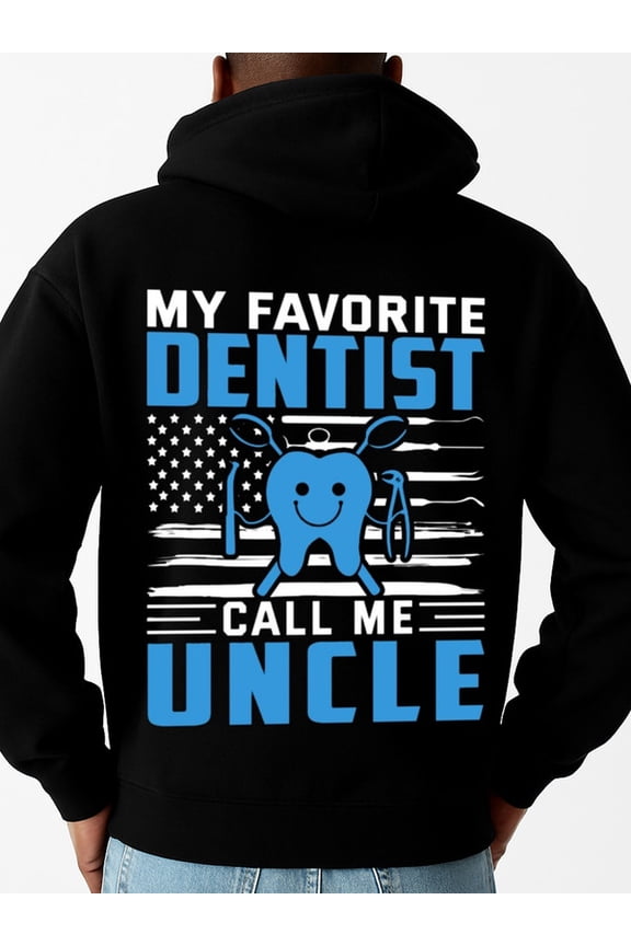 Dentist Uncle Funny Men's Sweatshirt - Black Long Sleeve, Christmas/Birthday, Oversized Pullover, Elastic Fabric