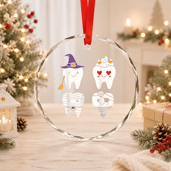 Dentist Witch Teeth Dental Spooky Halloween Costume Glass Ornament