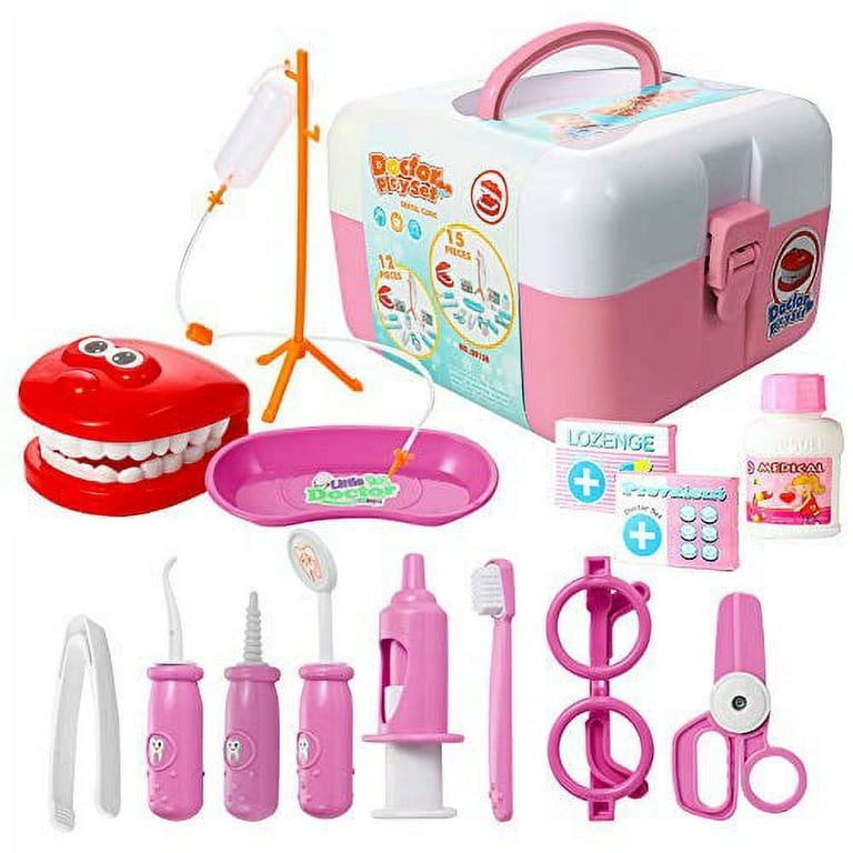 Dentist kit for Kids, 15 pcs Kids Pretend Dentist Playset Toys Dentist  Medical Role Play Educational Toy Doctor Playset for Girls Boys and  Toddlers(Pink) 