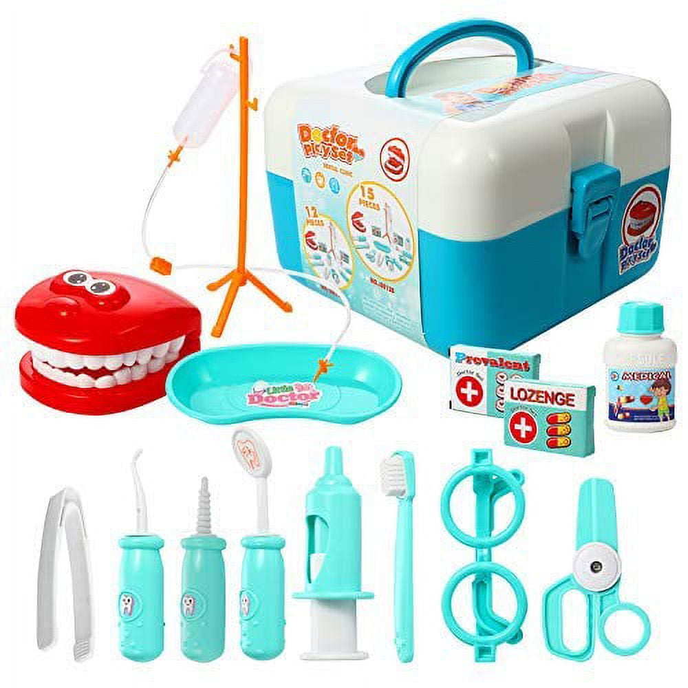Dentist kit for Kids, 15 pcs Kids Pretend Dentist Playset Toys Dentist  Medical Role Play Educational Toy Doctor Playset for Girls Boys and