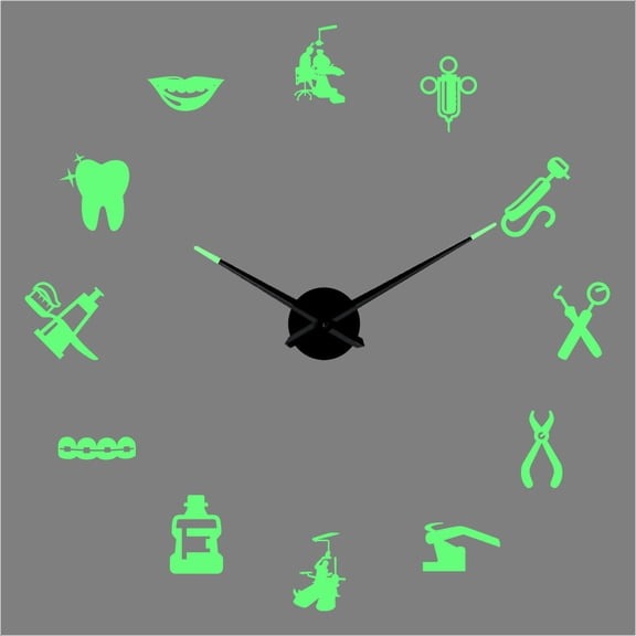 Dentist silhouette DIY dentist clinic creative Different Frameless Luminous Wall Clock decor Home decoration Modern gifts - 27 inch
