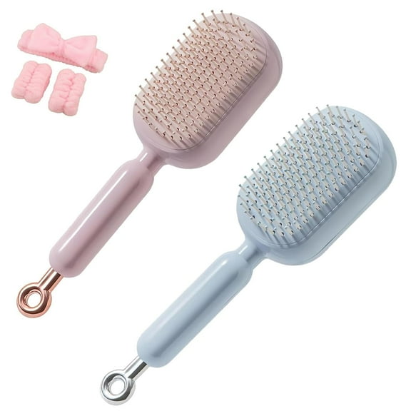 Dentistry/Dtincistly Retractable Cushion Massage Comb, Self Cleaning Hair Brush, Anti-Static Detangling Scalp Comb for Men Women, Smooth Cleaning Hair Comb (2PCS,MIX)