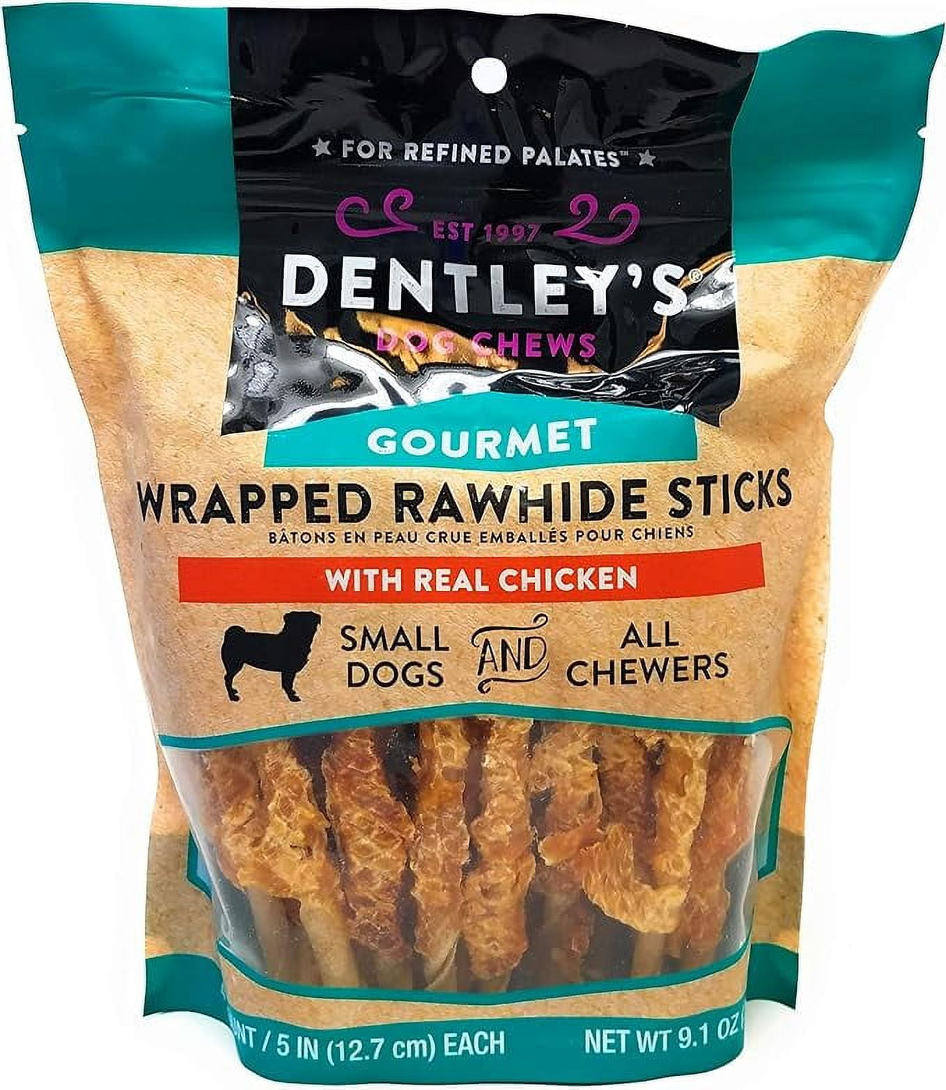 Dentley s Gourmet Wrapped Rawhide Sticks Dog Treats Chicken 40 Count Per Pack