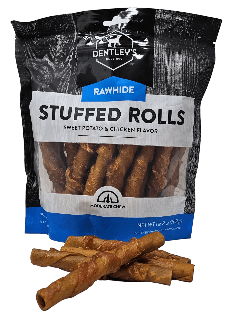 Dentley's Rawhide Stuffed Rolls Sweet Potato and Chicken Flavor Dog