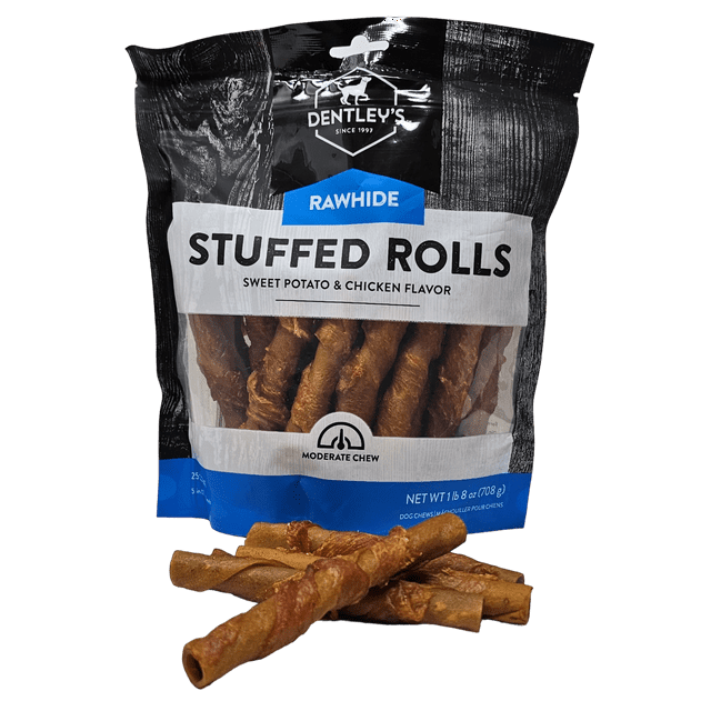 Dentley's Rawhide Stuffed Rolls Sweet Potato and Chicken Flavor Dog