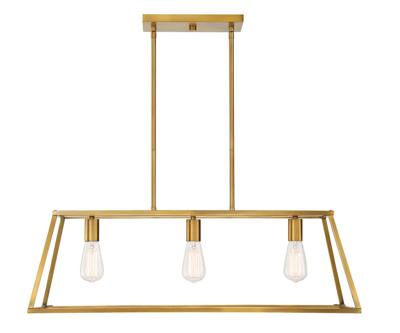 Denton Warm Brass 3-Light Linear Chandelier