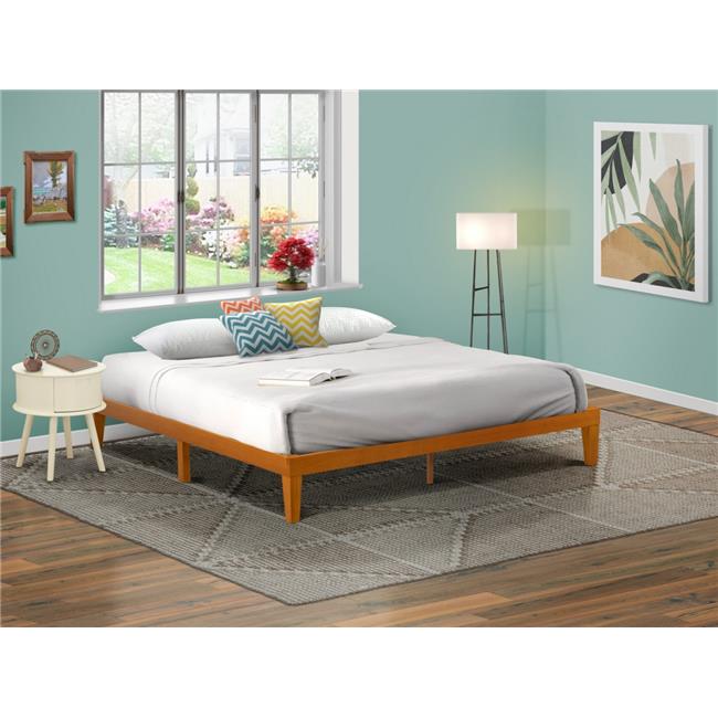 Denton King Size Platform Bed Frame with 4 Solid Wood Legs & 2 Extra