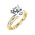 thumbnail image 1 of Denton - Moissanite Cushion Cut Lab Diamond Engagement Ring With Princess Cut Sidestones, 1 of 4